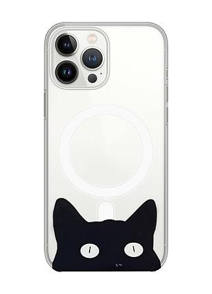 Магнитный чехол на iphone 14 pro с поддержкой magsafe :: кошечка (принт 119)