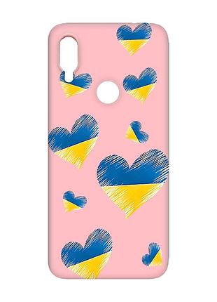 Матовый чехол с розовыми боками на xiaomi redmi note 7/7 pro :: сердечка. украина /принт 258/