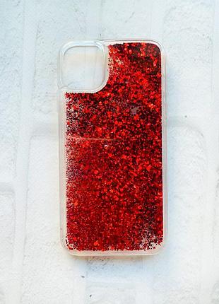 Чехол с плавающими блестками на iphone 11 красный