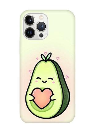 Чехол с защитой камеры на iphone 14 pro max :: кавай авокадо с сердечком (принт 310)