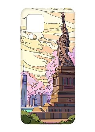 Чехол с розовыми боками на samsung galaxy m32/a22/m22 4g :: статуя свободы (принт 331)