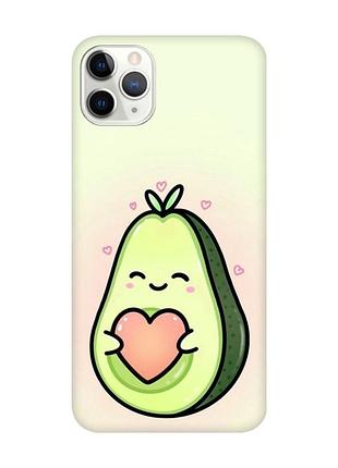 Матовый чехол с черными боками на iphone 11 pro :: кавай авокадо с сердечком (принт 310)