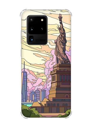 Чехол с утолщёнными углами для samsung galaxy s20 ultra :: статуя свободы (принт 331)