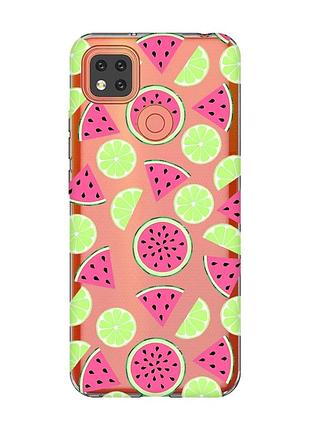 Прозрачный чехол для xiaomi redmi 9c/10a :: арбузы и лайм (принт 345)