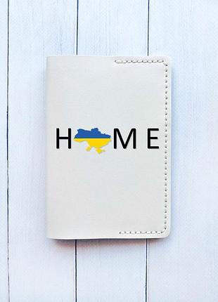Кожаная обложка на паспорт книжку белая (принт 72)