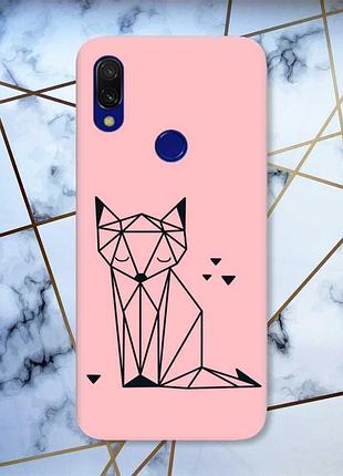 Матовий чохол з рожевими боками на xiaomi redmi 7 :: лисиця /принт 126/