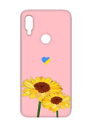 Матовий рожевий чохол на xiaomi redmi note 7/7 pro :: жовті квіти /принт 364/