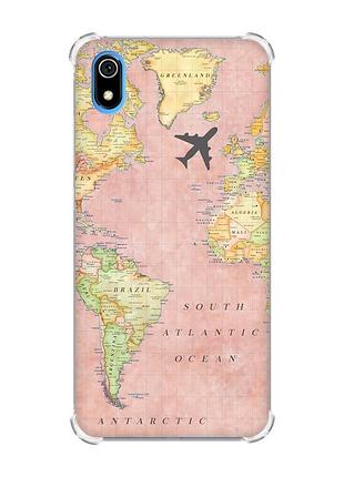Чехол с утолщенными углами для xiaomi redmi 7a :: путешествия. карта (принт 320)
