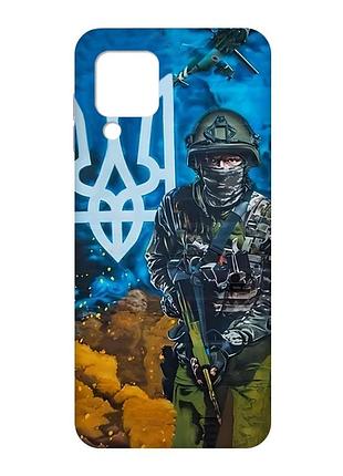 Матовий чохол з рожевими боками на samsung galaxy m32/a22/m22 4g :: військовий (патріотичний принт 349)