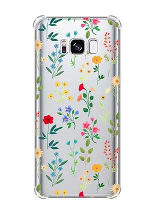 Чохол з потовщеними кутами на samsung galaxy s8 :: квітковий фон (принт 269)