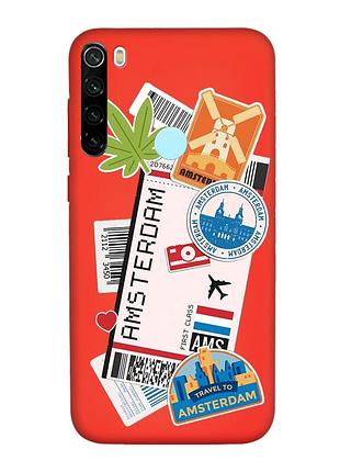 Матовый красный чехол на xiaomi redmi note 8t :: путешествия. амстердам (принт 327)