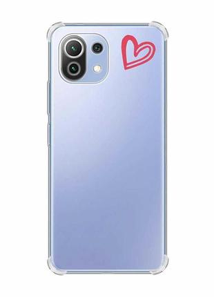 Чохол з потовщеними кутами на xiaomi mi 11 lite :: сердечко червоне (принт 46)