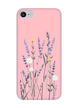 Матовый розовый чехол на iphone 7/8/se 2020 :: полевые цветы (принт 270)