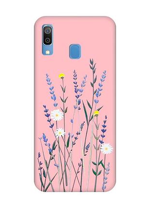 Матовый розовый чехол на samsung galaxy a30 (2019) / a20 (2019) :: полевые цветы (принт 270)