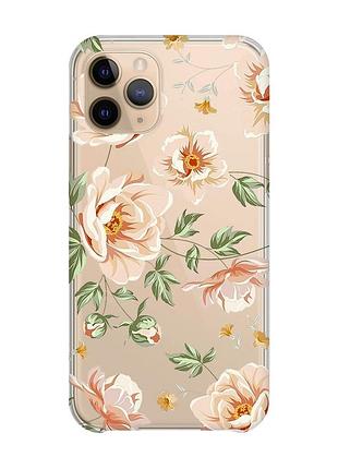 Прозрачный чехол на iphone 11 pro :: цветы пастельные (принт 277)