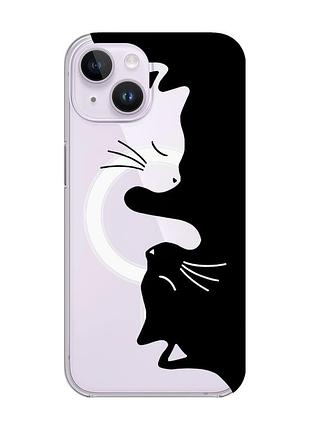 Магнитный чехол на iphone 15 с поддержкой magsafe :: кошечки (принт 118)