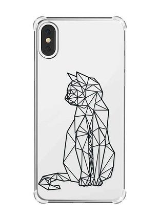Чохол з потовщеними кутами на iphone x/xs котик (принт 124)