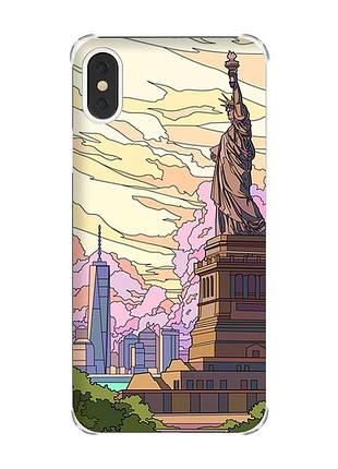 Чохол з потовщеними кутами на iphone x/xs :: статуя свободи (принт 331)