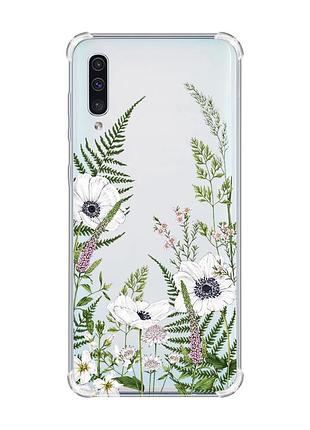 Чехол с утолщёнными углами на samsung galaxy a50 (2019) a505 :: цветы полевые (принт 363)
