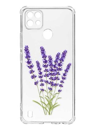 Чехол с утолщёнными углами на realme c21 :: лаванда (принт 28)