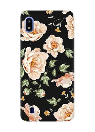 Матовий чорний чохол на samsung galaxy a10 (2019) a105 :: квіти пастельні (принт 277)
