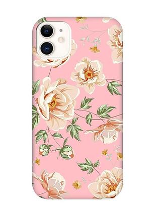 Матовий рожевий чохол на apple iphone 11 (6.1) :: квіти пастельні (принт 277)