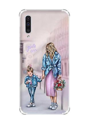 Чохол з потовщеними кутами на samsung galaxy а50 (2019) а505 :: мама і донька (принт 56)