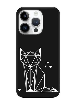 Матовый черный чехол на apple iphone 14 pro :: лиса (принт 127)