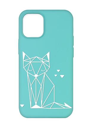 Матовый бирюзовый чехол на iphone 12/12 pro :: лиса (принт 127)