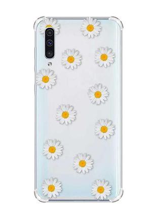 Чохол з потовщеними кутами на samsung galaxy а50 (2019) а505 :: фон ромашки (принт 41)