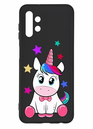 Матовый черный чехол на samsung galaxy a13 4g :: единорог (принт 102)
