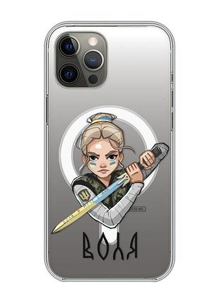 Магнитный чехол на iphone 12 pro max с поддержкой magsafe :: украинская защитница (принт 170)