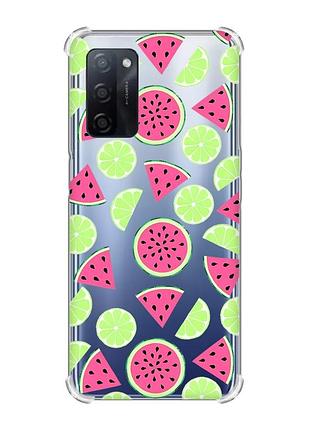 Чохол з потовщеними кутами на oppo a55 :: кавуни и лайм (принт 345)
