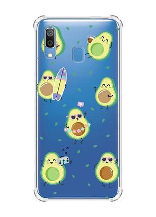 Чехол с утолщёнными углами на samsung galaxy a30 (2019)/a20 (2019) авокадо на отдыхе (принт 302)