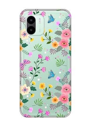 Прозрачный чехол на xiaomi redmi a1 :: цветочный фон (принт 369)