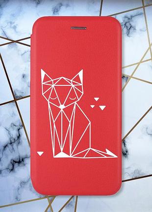 Чохол-книжка з малюнком на xiaomi redmi note 7/7 pro :: червоний :: лисиця /принт 127/