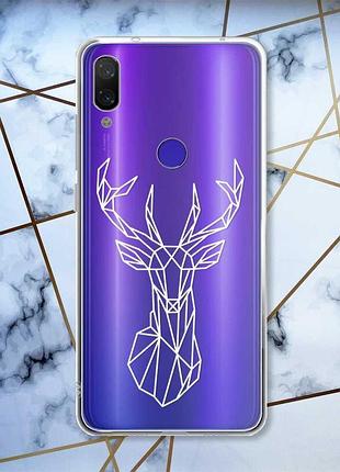 Прозорий чохол на xiaomi redmi note 7/7 pro :: олень /принт 129/