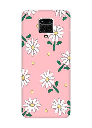 Матовий рожевий чохол на xiaomi redmi note 9 pro / 9s / 9 pro max :: ромашки (принт 368)