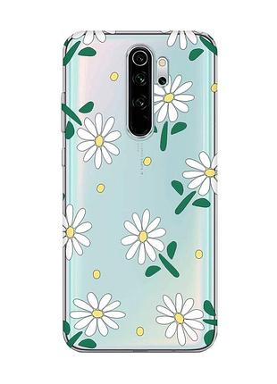 Прозорий чохол на xiaomi redmi note 8 pro :: ромашки (принт 368)