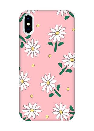Матовый розовый чехол на iphone x / xs :: ромашки (принт 368)