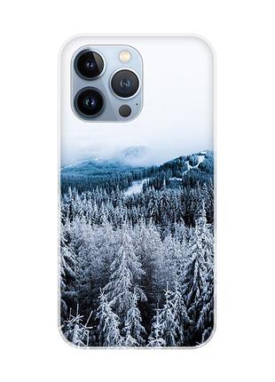 Магнитный чехол на iphone 13 pro с поддержкой magsafe :: зимний лес (принт 164)