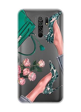 Прозорий чохол на xiaomi redmi 9 :: туфельки і квіти (принт 225)