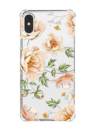 Чехол с утолщёнными углами на iphone x/xs :: цветы пастельные (принт 277)