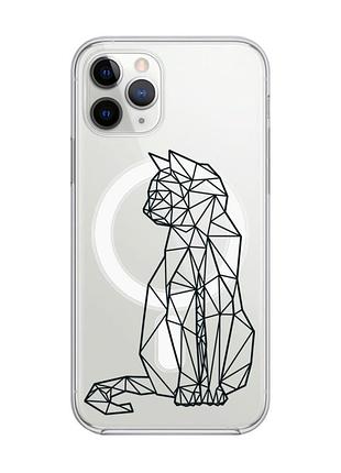Магнітний чохол на iphone 11 pro max із підтримкою magsafe :: котик (принт 124)