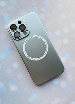 Ультратонкий чохол magsafe на iphone 13 pro із додатковим захистом камер :: срібний