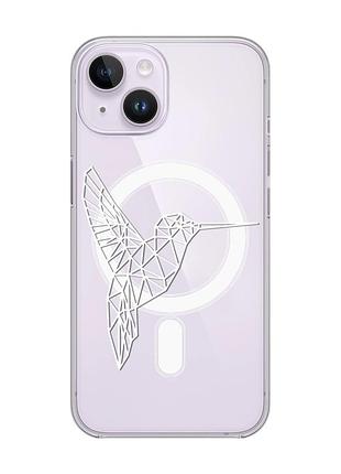 Магнитный чехол на iphone 14 с поддержкой magsafe :: колибри (принт 123)