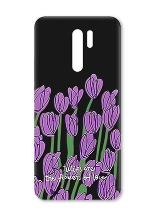 Матовий чорний чохол на xiaomi redmi 9 :: тюльпани (принт 265)