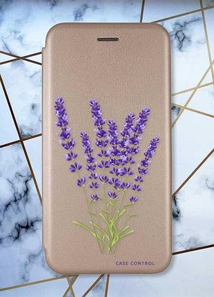 Чохол-книжка з малюнком на xiaomi redmi 7 :: золотий :: лаванда /принт 28/