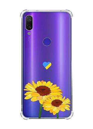 Чохол з потовщеними кутами на xiaomi redmi note 7/7 pro :: жовті квіти /принт 364/