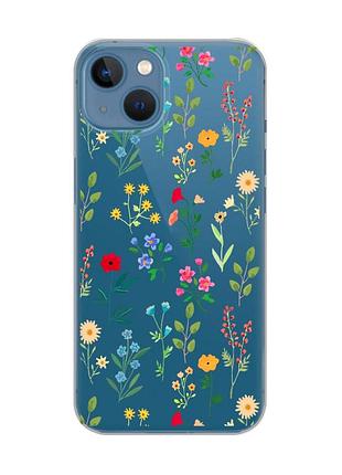 Прозрачный чехол на iphone 13 :: цветочный фон (принт 269)